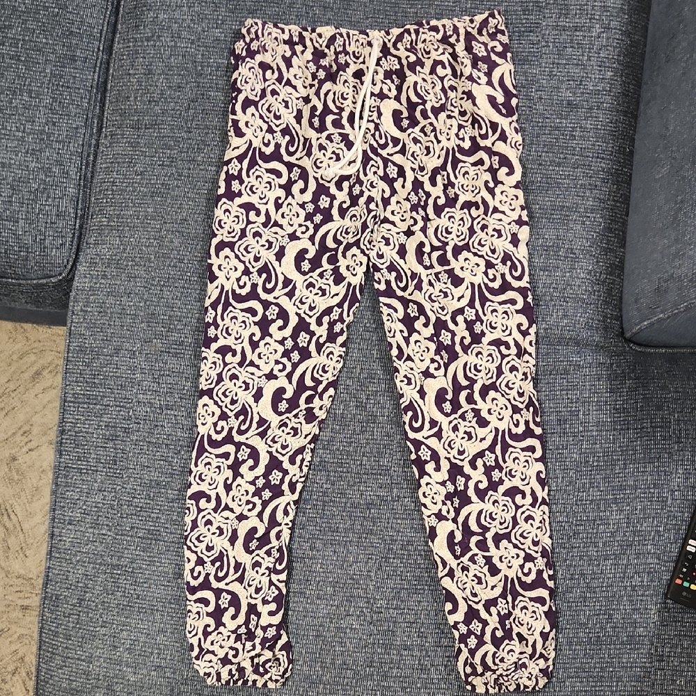 Purple and Cream Floral Joggers